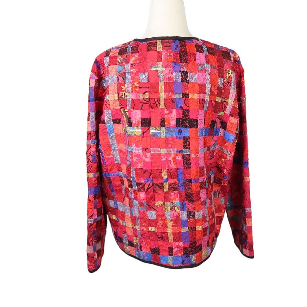 Chico's Red Multicolor Patchwork Quilt Silk Blend… - image 4